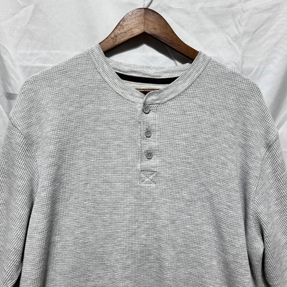 Levis Mens Waffle‎ Knit Henley Shirt XXL Gray Thermal Casual Workwear Utility